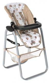 Chaise Haute inclinable et Pliable, oursons - pour Poupee et Poupon - Accessoire Repas - Jeu d'imitation - Set Jouet Fille avec Carte