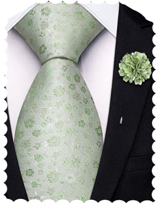 Hi-Tie Ensemble de cravates extra longues en soie pour homme de 160 cm avec cravate et épinglette à fleurs pour mariage et affaires