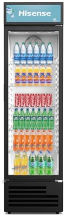 Hisense CPC271F7ABE Frigorifero commerciale bevande, 251 litri, Illuminazione interna LED, Display Personalizzabile, Ripiani Regolabili, Sistema di Autoevaporazione, Serratura, Classe E, Nero