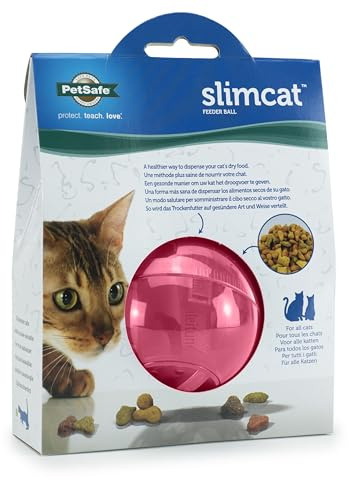 PetSafe Slimcat Feeder Ball - Interactive Game for Your Cat - Fill with Food and Treats - Pink