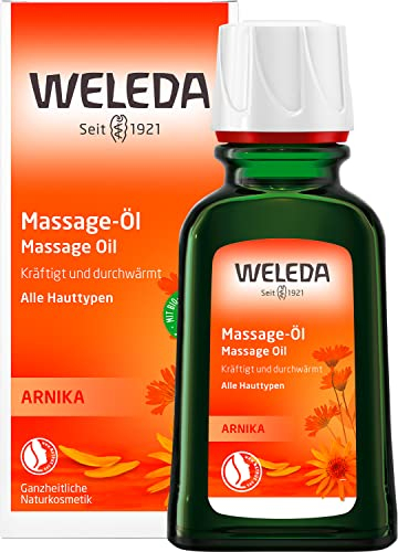 WELEDA Bio Arnika Sport Massageöl 50ml vegan - Naturkosmetik Hautpflege Körperöl schützt vor Muskelkater & Verspannung. Ideal als Sport Vorbereitung / Regeneration mit Duft nach Rosmarin & Lavendel