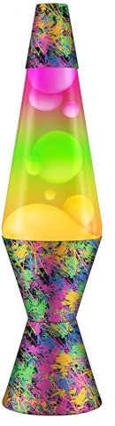 Lava Lamp 2142, Hand Painted Tri-Color Globe, White Wax, Clear Liquid, Decorative Base and Cap, Original 14.5 inch Motion Lamp to Illuminate Your Mood, Paintball