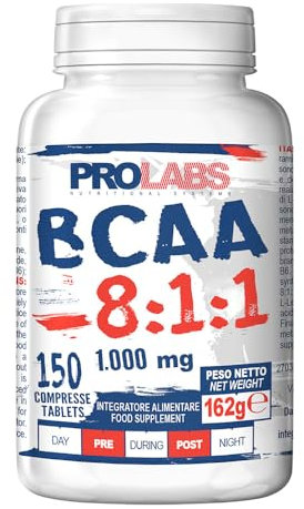 Prolabs BCAA 8:1:1-150 compresse da 1000 mg - 100% aminoacidi ramificati (Leucina, Isoleucina, Valina) con rapporto 8:1:1 - Supporto, costruzione e ripristino muscolare per sportivi - Vegan