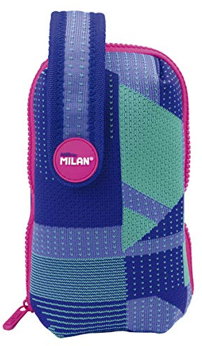 MILAN Kit Un Estuche Con Contenido Knit, Lila Estuches, 19 cm, Lila y verde