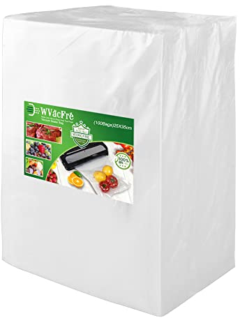 WVacFre 100 Beutel 25x35cm Vakuumier Beutel Vakuumbeutel für Lebensmittel,BPA-Frei Sous Vide Beutel für Folienschweißgeräte Ggeeignet