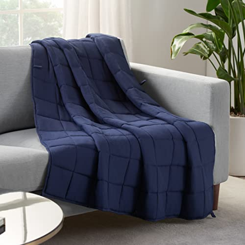 Serta Zen Rest Couverture lestée Infroissable pour Adulte remplie de Perles de Verre, 5,4 kg (121,9 x 182,9 cm), Bleu Marine