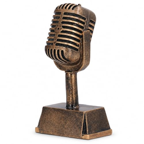 YUMILI Trophée Microphone Doré Résine Décoration Table Objet Décoratif