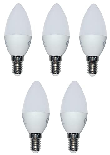 Lot de 5 ampoules LED en forme de bougie E14 4 W équivalent de 25 W 320 lm 3000 K 230 V Blanc chaud