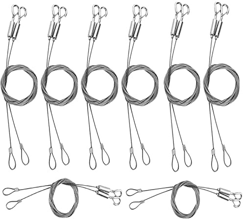 8PCS Adjustable Picture Hanging Wire with Loop and Hook, 2mx1.5mm Mirror Picture Hanging Kit, Stainless Steel Hanging Wire Rope for Mirror, Picture Frame, Basket Flowerpot, Hold Up to 20kg
