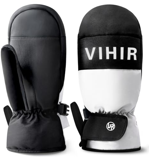 Vihir Guanti da Sci Impermeabili, Guanti Invernali per Uomo Donna Touchscreen 3M Thinsulate, Guanti da Snowboard Caldi Antiscivolo per Sci, Snowboard, Ciclismo, Arrampicata