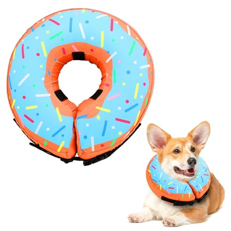 Aufblasbare Halskrause Hund mit Kegel für Hunde & Katzen,Einstellbar Leckschut Hundekragen & Bequem katzenkragen für Genesung nach Operationen oder Wunden (M)