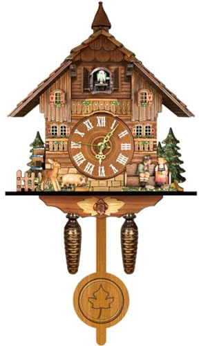XUEMANSHOP Horloge à coucou de la Forêt-Noire - Vintage - Horloge à coucou chantante - Avec voix d'oiseaux - Horloge à coucou moderne avec pendule - Pour la maison, le salon, la cuisine, le bureau -