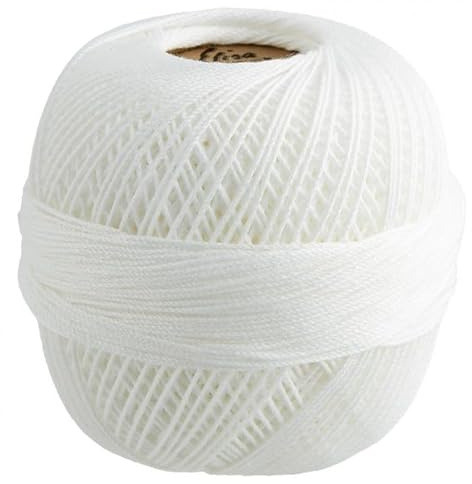 Elisa Häkelgarn Filethäkelgarn Stärke 5, 50 g/200 m LL, 100% Baumwolle gekämmt, mercerisiert, gasiert, NS 1,75-2,0mm, (8593 weiß)
