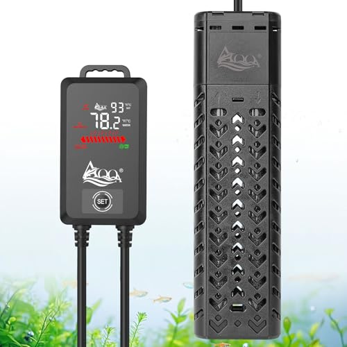 AQQA Riscaldatore per acquario, 500 W, barra riscaldante regolabile per acquari, con display digitale esterno, controller LED per 100 – 300 l