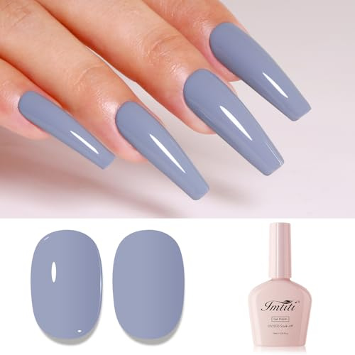 Imtiti Gray Gel Nail Polish, Gray Blue Gel Polish High Gloss Soak Off UV LED Nail Gel Polish Autumn Winter Gel Polish Nail Art Manicure Salon Design Gel Nail Set 10ML