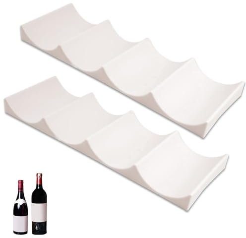 RFYTDCF 2 Pcs Wine Rack, Stackable Fridge Bottle Holder Anti Slip European Style Wine Bottle Display Mat for Kitchen Cabinet Cupboard Countertop Refrigerator White