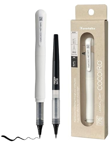 Kuretake ZIG brevpenna COCOIRO – flexibel extra fin penselspets – påfyllningsbar penselpenna för kalligrafi, handbokstäver, illustration