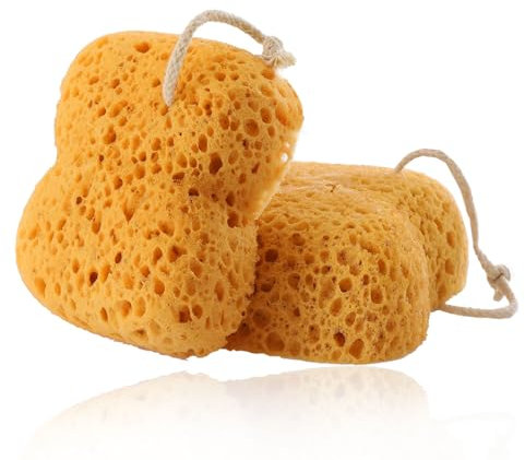 Spugna marina naturale, 2 spugne da bagno, spugne da doccia più grandi per donne e uomini, spugna esfoliante per il corpo in schiuma densa per una pulizia delicata e profonda, ultra morbida per pelli