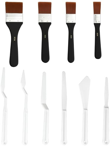 Set Di Pennelli Artistici, 4 Misure (20/30/40/60 mm), Pennelli Piatto In Nylon Per Tavolozza, Ideali Per Acquerello, Acrilico E Pittura A Olio