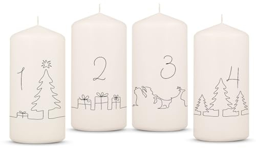 Gravyrrad tryckta adventsljus – advent linje – julljus för adventskransen set om 4 – dekoration till jul – present till henne och honom – blockljus 120/58 mm