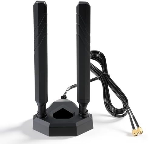 Eightwood WiFi 6E antenn 2,4 GHz 5 GHz 6 GHz WLAN-antenn RP-SMA antenn magnetisk bas med 2 m förlängningskabel för WLAN-kort, PC moderkort PCI-kort Bluetooth WiFi-route