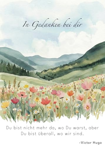 the lazy panda card company Biglietto di condoglianze con prato floreale e citazione Victor-Hugo, 17 × 12 cm (1)