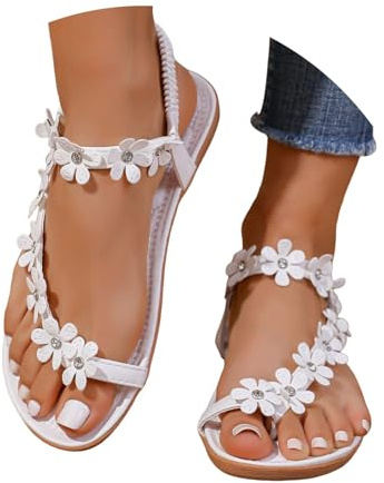 Sandali Donna Estive Infradito Sportivi Sposa Ciabatte Comode Alla Schiava Sandalo Gioiello Cerimonia Scarpe Estivi Eleganti Aperte Trekking Comodi Zeppa Spiaggia Espadrillas Con Tacco,White,Bianco,36