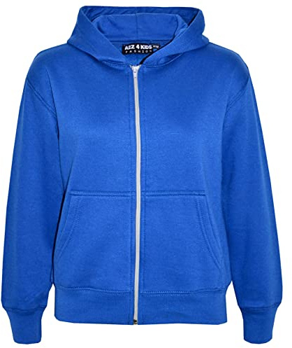 A2Z 4 Kids Plain Full Zip Hoodie for Girls & Boys Long Sleeve - Zipper Royal 9-10