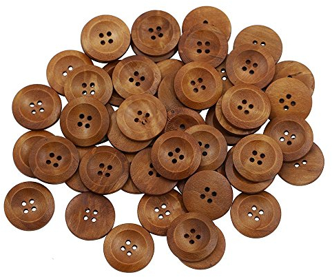 Bluelans® Knöpfe für Kinder Kinderknöpfe Holzknöpfe Knopf Scrapbooking Mischung aus 50 Holzknöpfen, 25mm Durchmesser