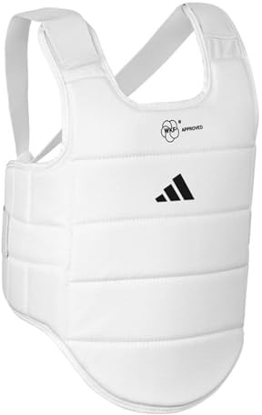 adidas WKF Approved Karate Chest Protector - White w/ Black Logo - Size S