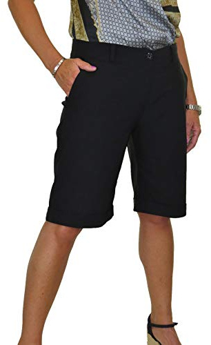 icecoolfashion Womens Above Knee Straight Leg Shorts Black 8-22 (16)