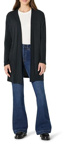 Amazon Essentials Women's Relaxed-Fit Ultra-Lightweight Open-Front Cardigan, Black, S