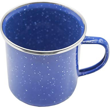 Outdoor Saxx 1 x Enamel Mug Camping Mug Unbreakable Classic Blue Polka Dots 300ml