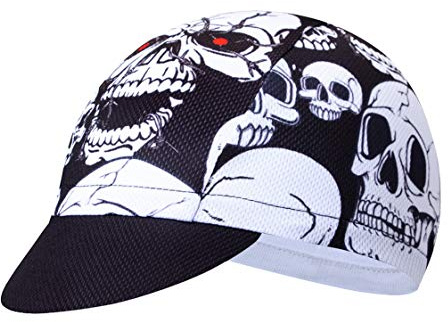 Cycling Caps Men Women Road MTB Bike Bicycle Hats Headwear Team Sports Running Helmet Liner Inside Cap Cycle Bandana Anti-Sweat Breathable Quick Dry Outdoor Sports Racing Skull White