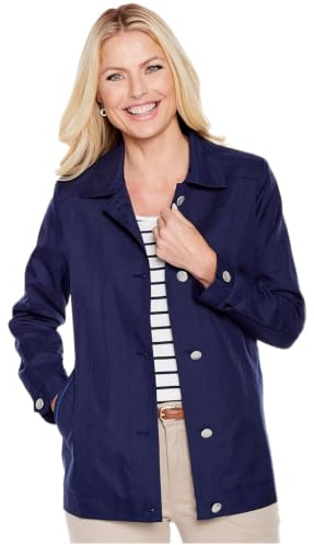 Chums Ladies Blouson Style Lightweight Jacket | Light Coat With Piping, 27.5 Inch Length, Button Cuffs