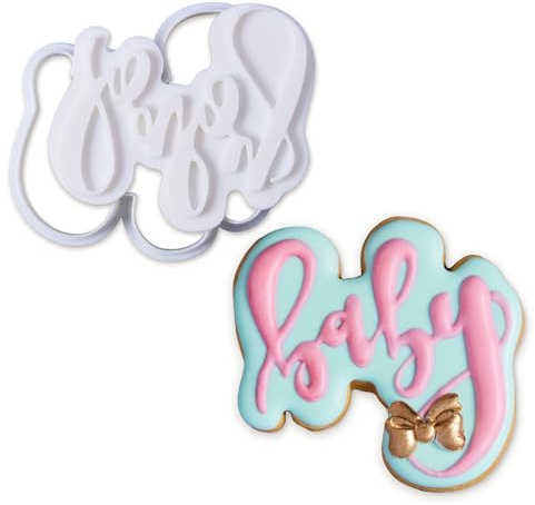 Mostop 3D Cookie Cutter with Baby Letter Stampers Baby Shower Cake Mold Fondant Decorating Tools DIY Mold for Sugar Craft Baking Mould Kids' Birthday Party Kitchen Tools