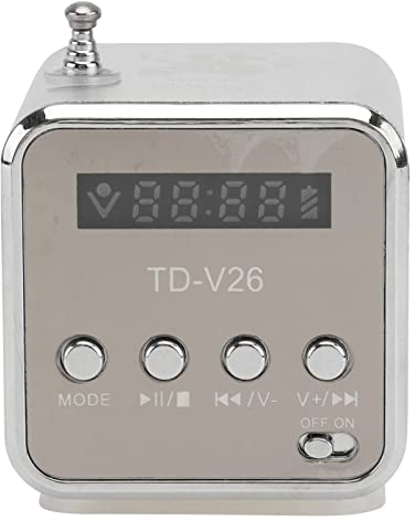 Td-V26 Mini Lautsprecher, Digital Lautsprecher, Fm Radio Stereo Tragbarer kabelloser Outdoor Mini für Zuhause Reisen (Silber)