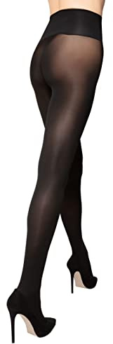 My Black Tights 40 denier opaque seamless women's tights in petite regular and tall leg lengths with reusable wash and storage bag - Black, Regular Medium