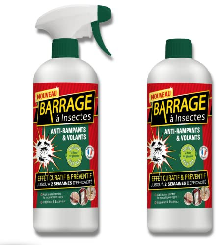 VENTEO - Barrages aux insectes lot de 2 - Anti-nuisible/Effet préventif - Agis en intérieur/extérieur - Toutes surfaces - Base de géraniol - Efficacité immédiate - 1L