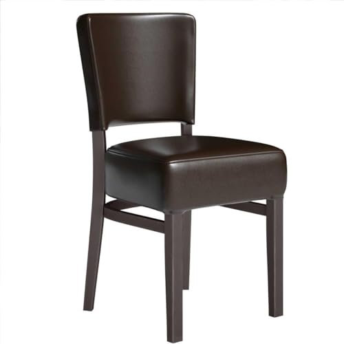GGMMÖBEL 2-er Set Luca SMALL | Bistrostuhl | Dunkelbraun | Leder | Gestell: Holz/Wenge | Sitzhöhe: 49cm