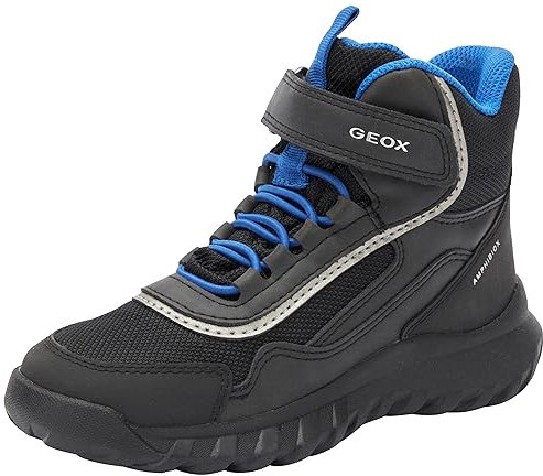 Geox Herren J SIMBYOS Boy B ABX Sneaker, Black/ROYAL, 37 EU