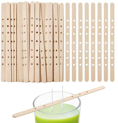 100 Stück Kerzendochthalter aus Holz, 7 Löchern Dochthalter Kerze Dochte Halter, Holzdocht Fester Halter, Kerze Docht Zentrierung Gerät, Dochtstäbe für die Kerzenherstellung DIY