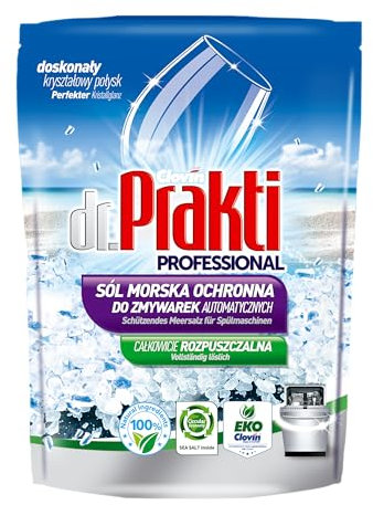 dr.Prakti Spülmaschinensalz – Effektive Wasserenthärtung aus Meersalz, verhindert Kalkablagerungen, sorgt für streifenfreies, glänzendes Geschirr, 1,5 kg