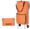 Faltbare Einkaufstasche mit Rollen,Faltbar Einkaufstasche mit Rädern,Einkaufstrolley klappbar,2 in1 Trolley Tasche,Klappbarer Einkaufswagen für Einkaufen,Camping,Angeln,Reisen (Orange)