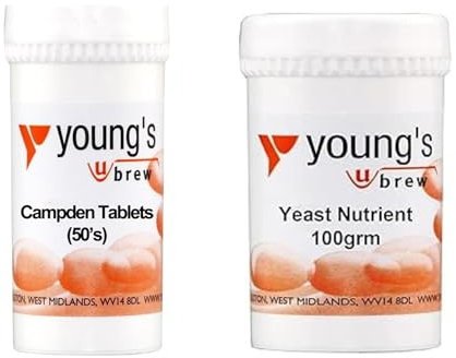 Young's Campden Tablets & Yeast Nutrient 2 Pack | Perfect for Homemade Wine and Cider Making | 50pk Tablets, 100g Nutrient
