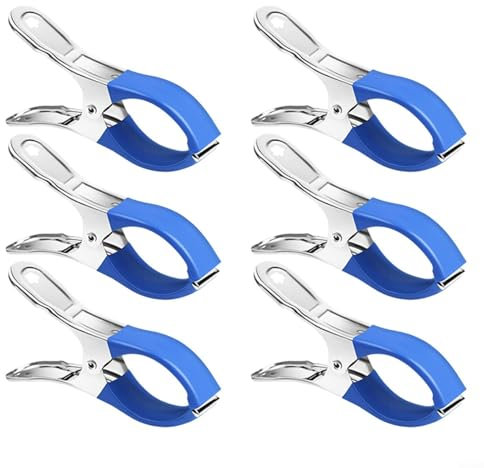 Gettimore Lot de 6 clips de couverture de piscine en acier inoxydable résistant au vent et aux rayures pour piscines hors sol à bords durs (6 pièces, bleu)