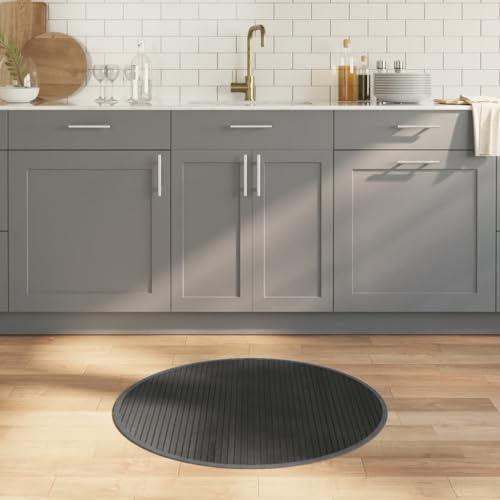 XGWKCNV Furniture Select-Alfombra redonda gris 80 cm bambú