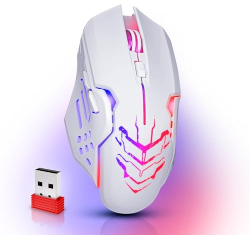 Defender® Katana Kabellose Gaming Maus - Geräuschlose Klicks - 5 programmierbare Tasten - RGB-Beleuchtung(On/Off) - bis zu 240 hrs Akkulaufzeit - Wireless Gamer Maus für PC, Mac, Laptop