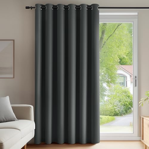 Deconovo Cortina Opaca para Dormitorio y Salón, Cortina Térmica para Ventanas Aislante del Frío y Calor con Ojales, Reduce la Entrada de Luz, Moderna, 200x245 cm, Gris Oscuro, 1 Pieza