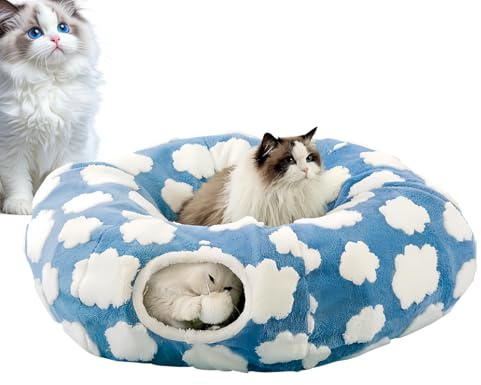 Lit Tunnel pour Chat,Nid Lavable avec Coussin Amovible - Jouets Tunnel Lit Mignon pour Chat | pour Animaux Domestiques Sommeil Chaton Chiot Lapin Intérieur Chambre Salon Décoration Balcon Hiver